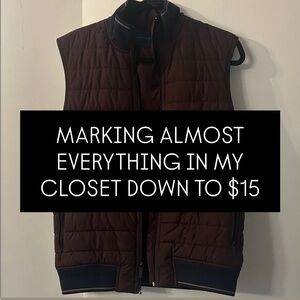 Perry Ellis Men's Quilted Vest - Dark Brown